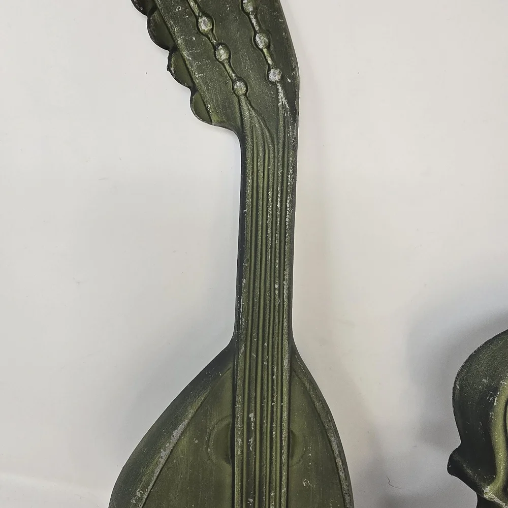 Vintage 60s royal cast‎ metal green guitar mandolin wall hangings music